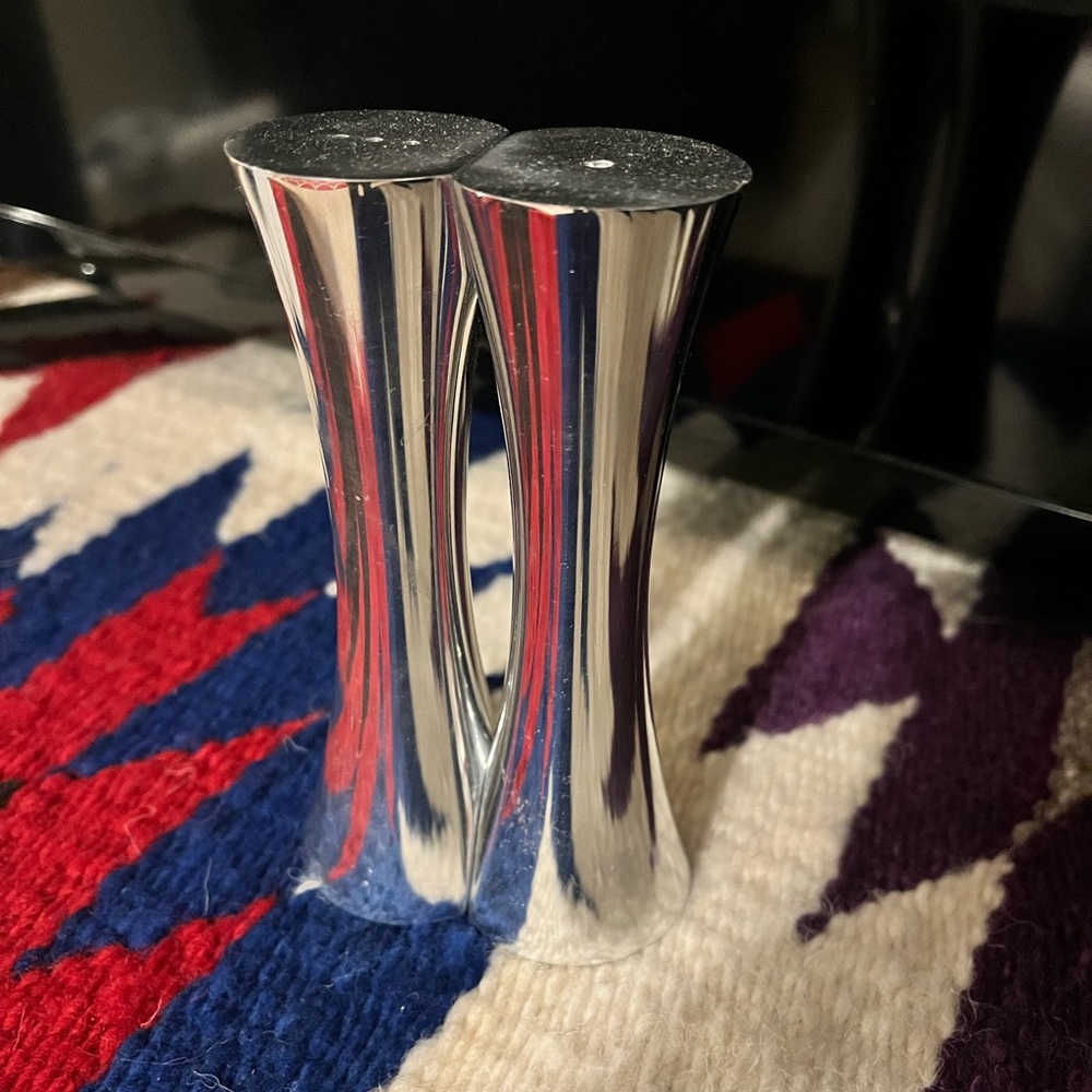 Never used Nambe salt and pepper shakers